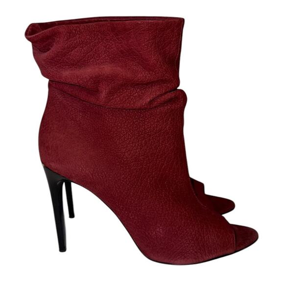 Burberry Burlison Burgundy Suede Leather Slouchy Ankle Boots Size 39 - Picture 2 of 13